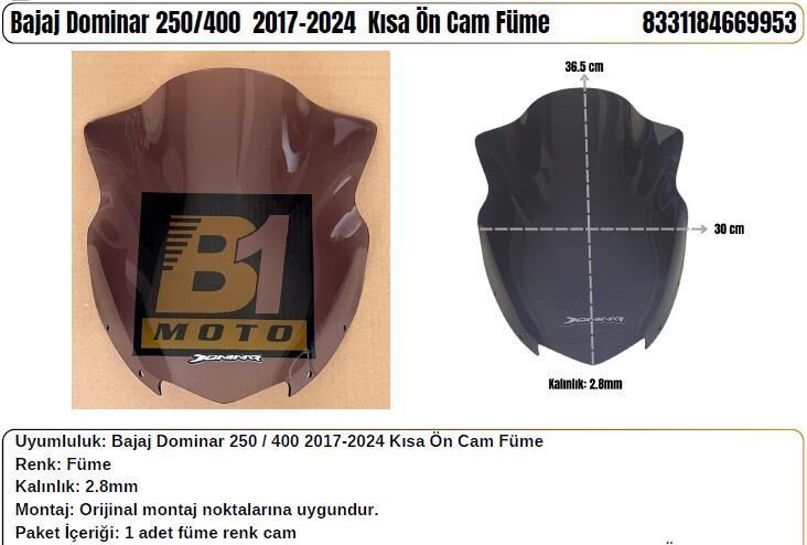 Bajaj Dominar 250/400 Füme(2017-24) Kısa Siperlik