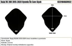 Bajaj Pulsar RS 200 Siyah (2015-24) Siperlik Camı
