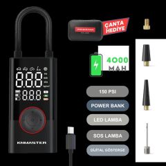Knmaster LP200 – 150 PSI Dijital Göstergeli Şarjlı Hava Pompası